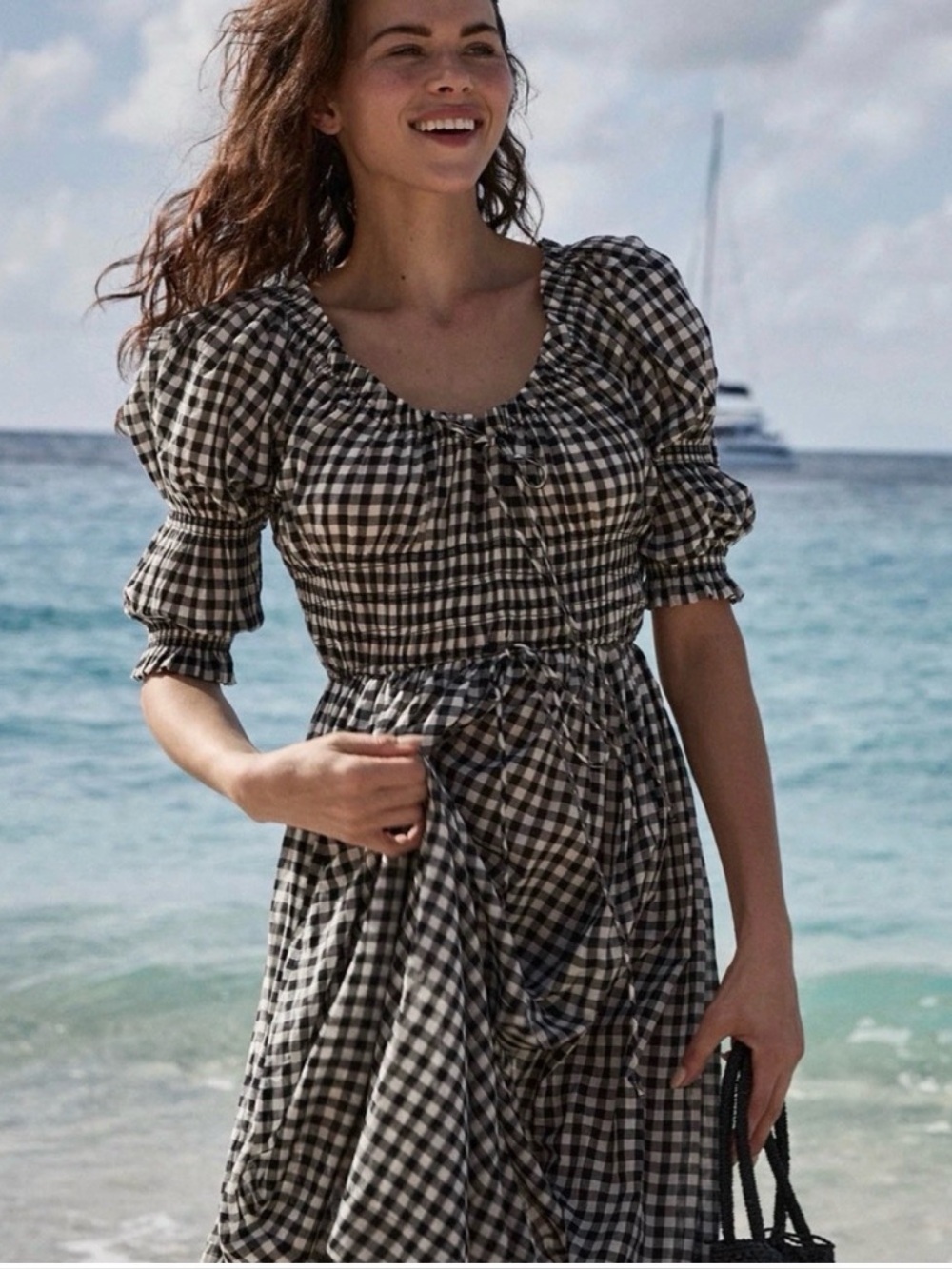 Doen Ischia Dress in Noir Greta Gingham